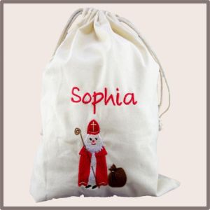 Nikolaussack bestickt - natur