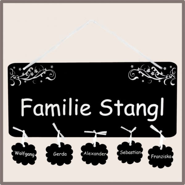Haustürschild Family - 5 Namen