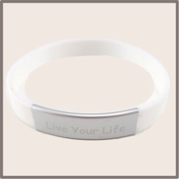 Weißes Silikonarmband mit Gravur